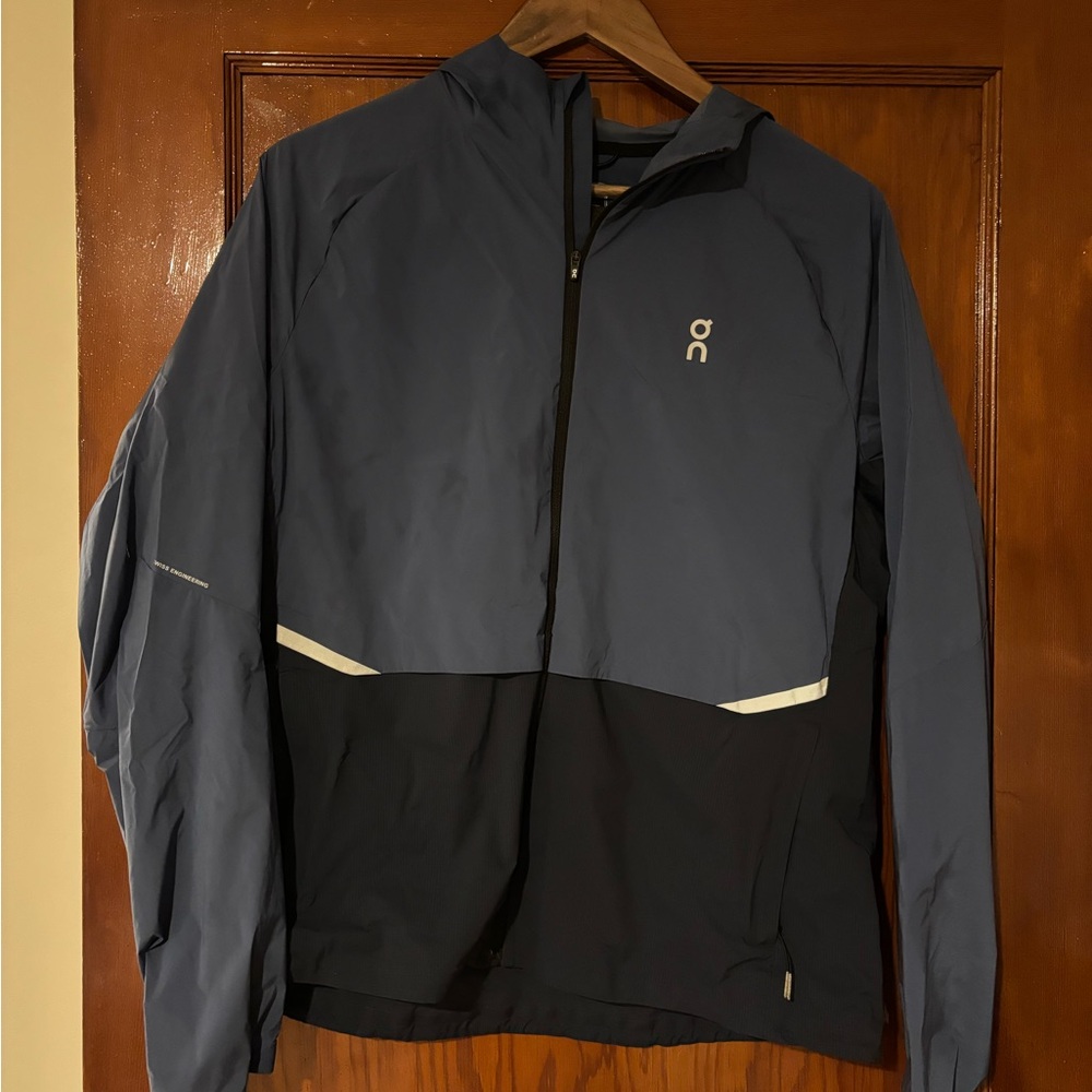On Running Lightweight Two-Tone Blue & Black Hooded Jacket